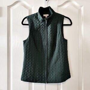 Roz & Ali Woman’s Quilted Vest Size Small dark Green with zipper